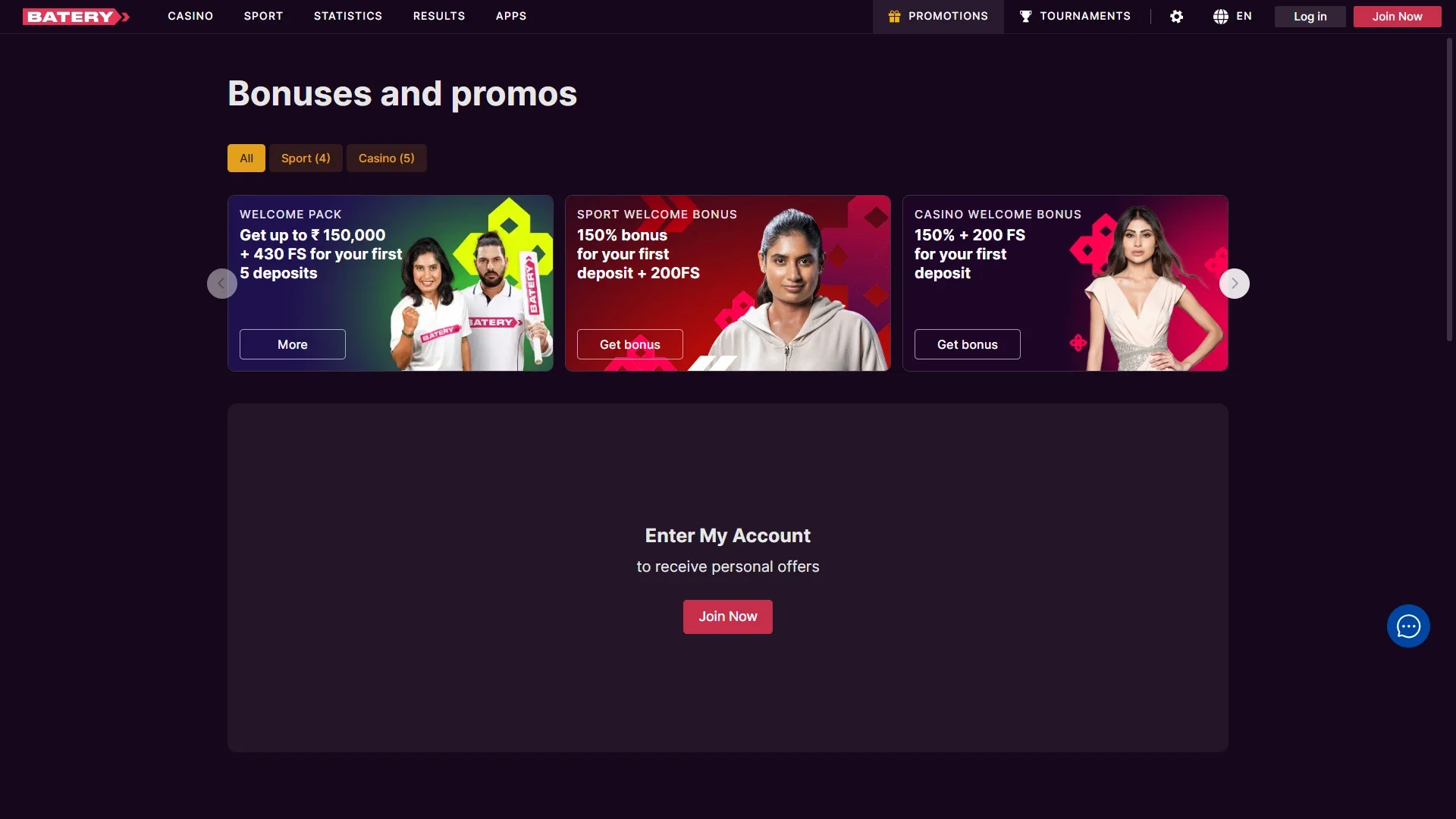 Receive exclusive bonuses from Batery.