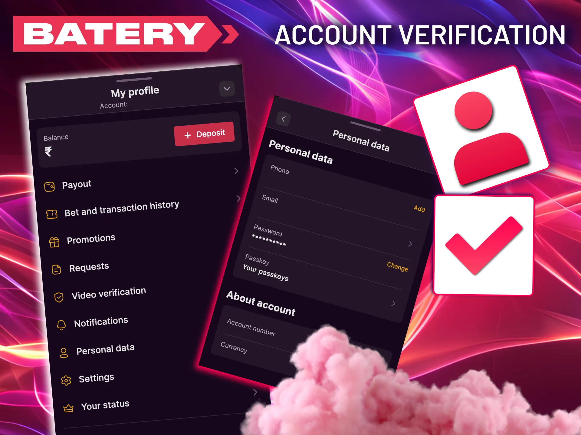 Verify your Batery account by submitting personal details and ID.