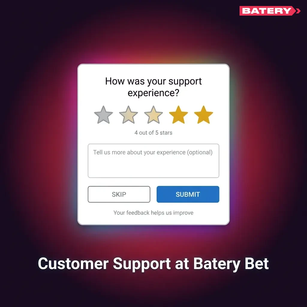 Batery Bet 24/7 customer support options including live chat, email, and FAQ help centre for Indian players
